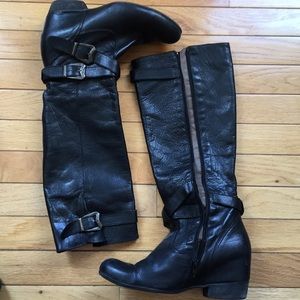 Mid calf leather boots